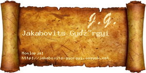 Jakabovits Györgyi névjegykártya